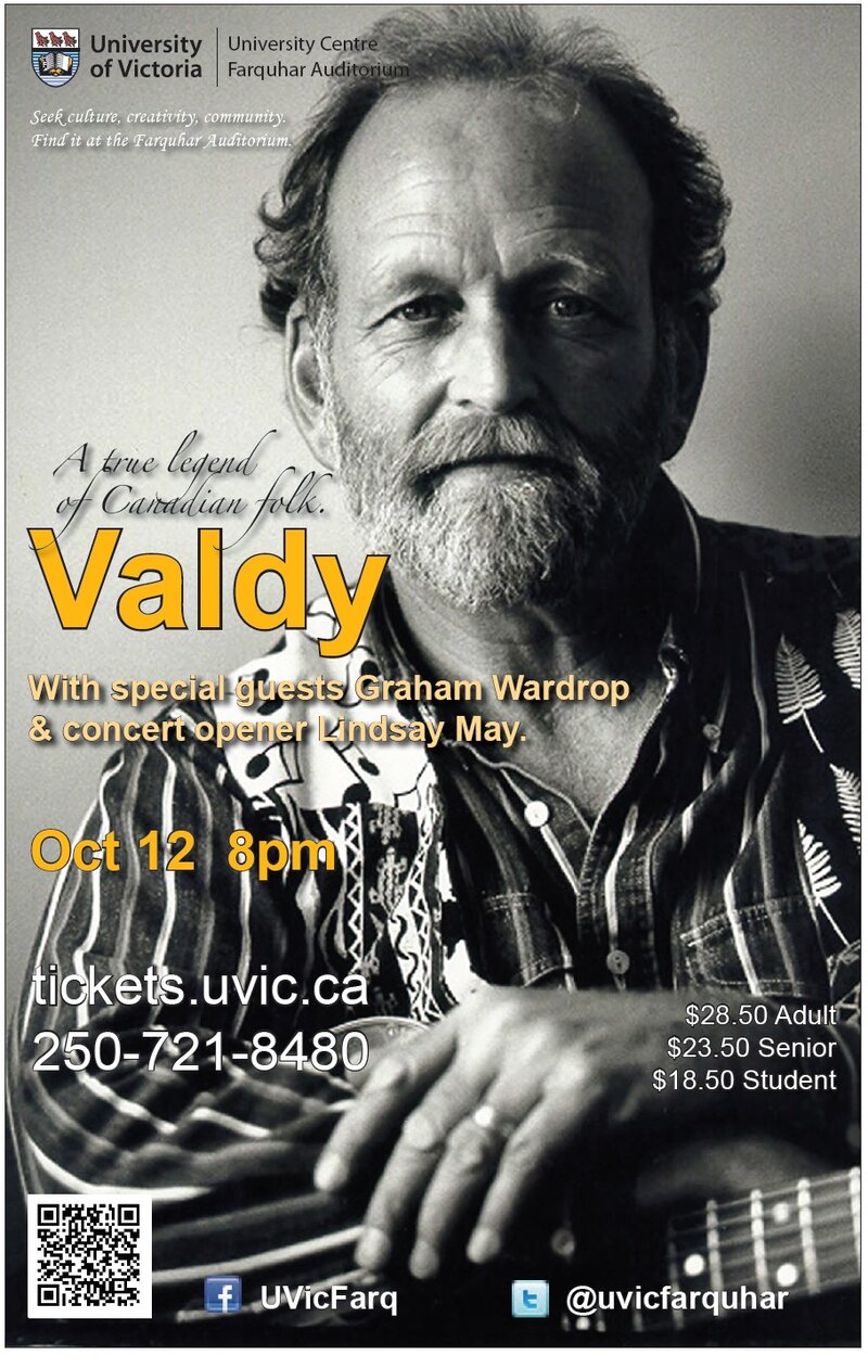 Valdy, Graham Wardrop, Lindsay May @ The Farquhar at UVic Oct 12 2013 - Apr 30th @ The Farquhar at UVic