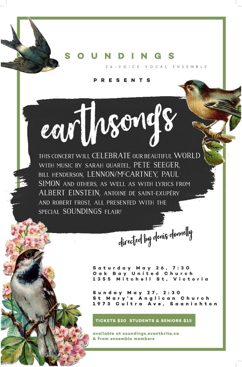 'Earthsongs': Soundings Vocal Ensemble @ Oak Bay United Church May 26 2018 - May 7th @ Oak Bay United Church