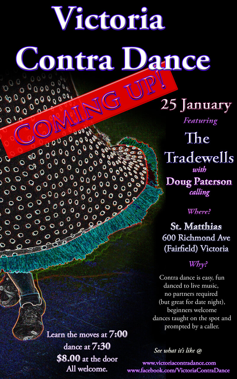 Victoria Contra Dance  (with), The Tradewells , Doug Paterson  (calling) @ St Matthias Church Jan 25 2014 - May 8th @ St Matthias Church