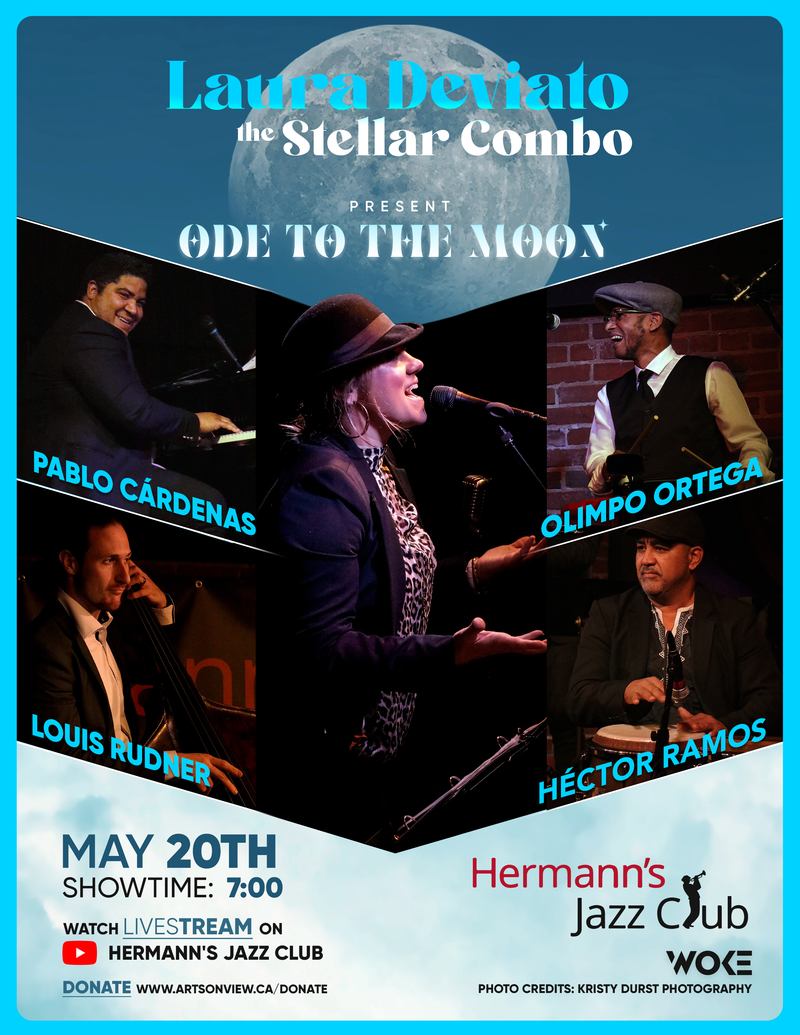 Laura Deviato & The Stellar Combo - Ode to the Moon: Laura Deviato, Pablo Cardenas, Olimpo Ortega, Louis Rudner, Hector Ramos @ Hermann's Jazz Club May 20 2021 - May 6th @ Hermann's Jazz Club
