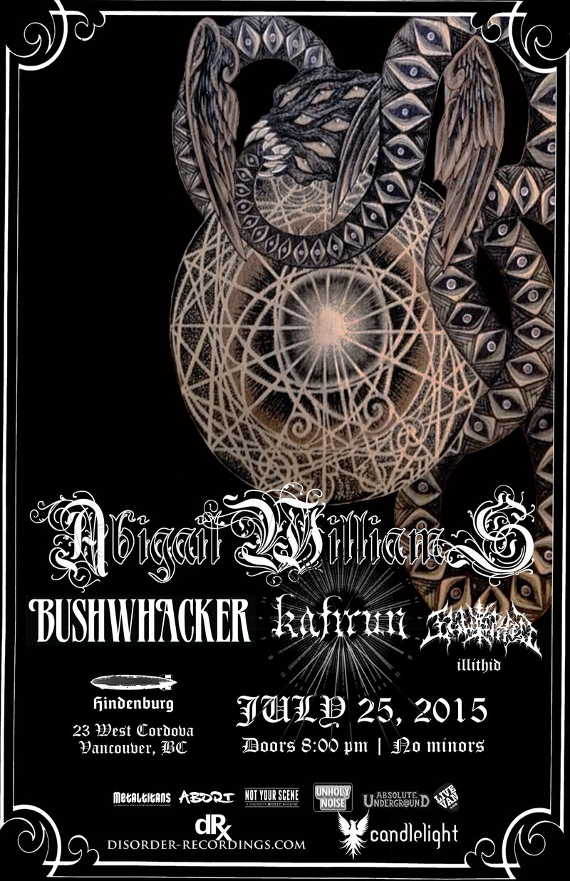 Abigail Williams, Bushwhacker, Kafirun, Illithid @ The Hindenburg Jul 25 2015 - May 5th @ The Hindenburg