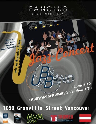 BIG BAND!: Uni Innsbruck Big Band @ Vancouver FanClub Sep 11 2014 - Jun 11th @ Vancouver FanClub