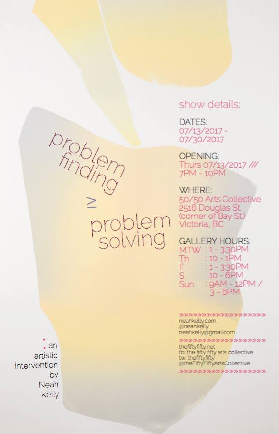 Neah Kelly: Problem Finding &ge; Problem Solving: Neah Kelly @ the fifty fifty arts collective Jul 13 2017 - Jun 6th @ the fifty fifty arts collective