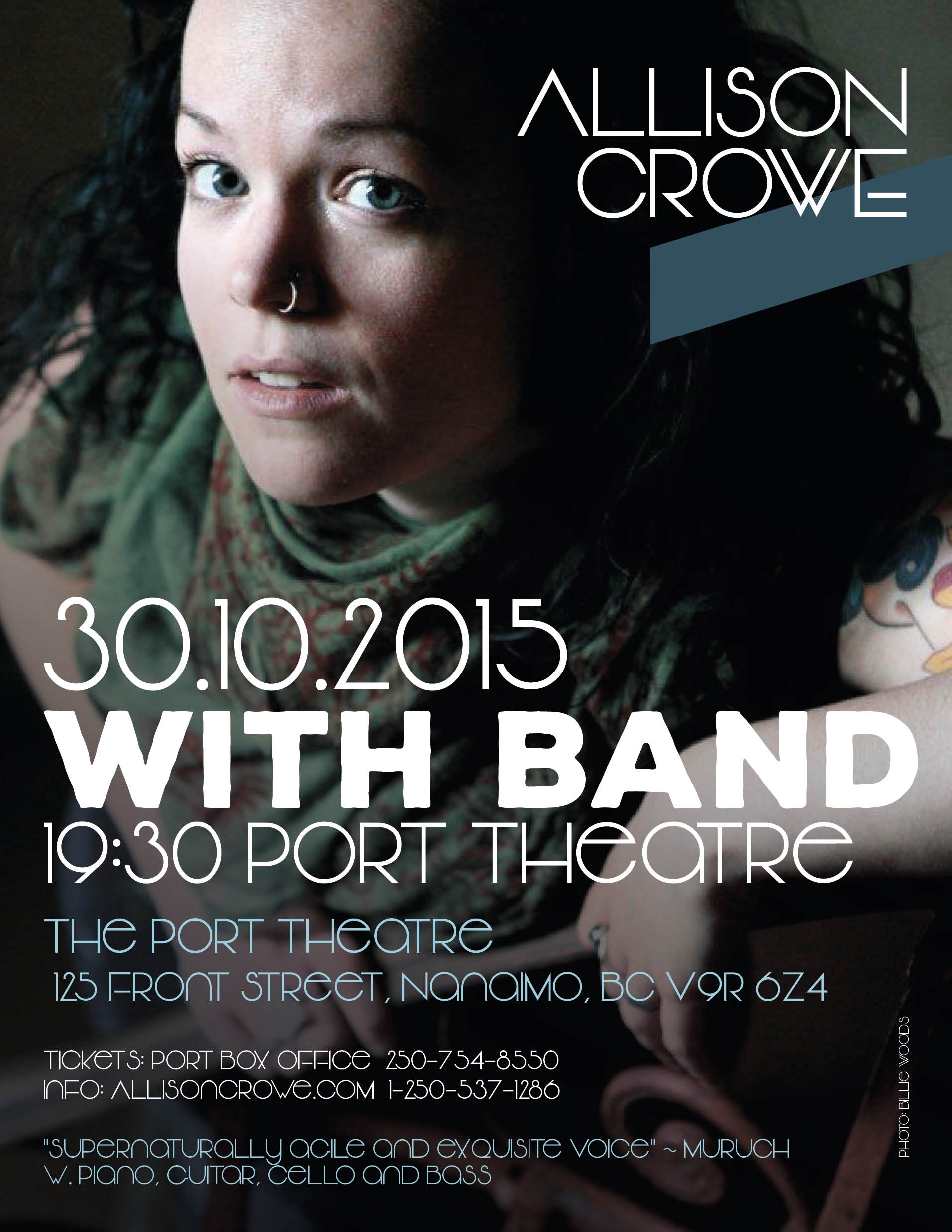 Allison Crowe @ The Port Theatre Oct 30 2015 - May 13th @ The Port Theatre
