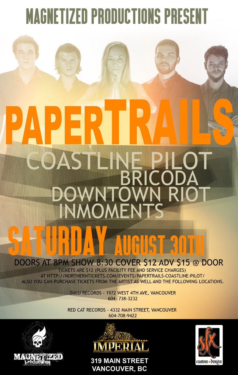 PaperTrails, Coastline Pilot, BRICODA, Downtown Riot, INMOMENT @ The Imperial Aug 30 2014 - May 8th @ The Imperial