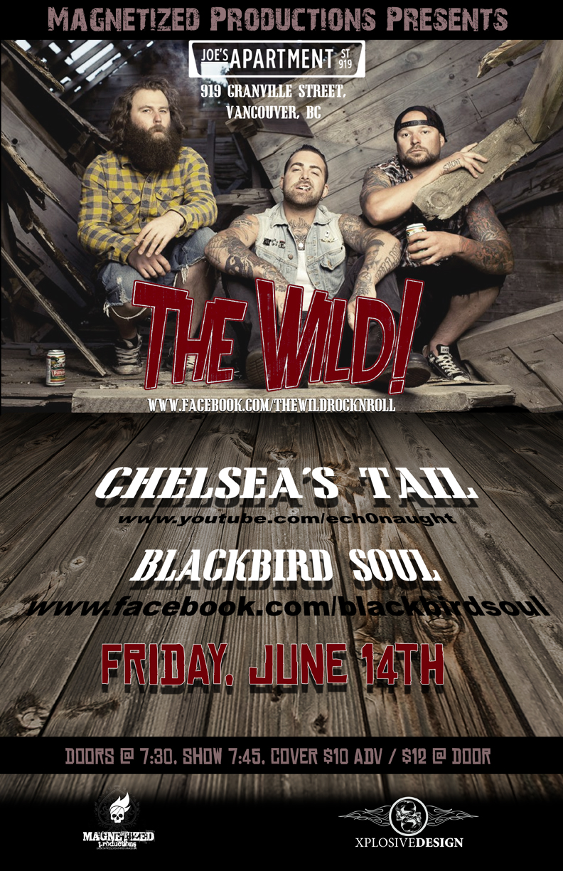 THE WILD, Chelsea's Tail, Blackbird Soul @ Joe's Apartment Jun 14 2013 - Jun 9th @ Joe's Apartment