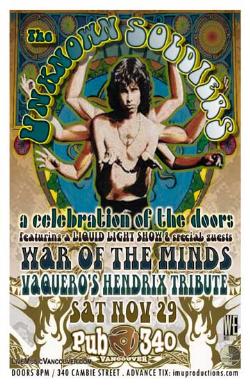 The UNKNOWN SOLDIERS ~ A Celebration of The Doors, featuring a liquid light show: The Unknown Soldiers, WAR OF THE MINDS, VAQUERO'S HENDRIX TRIBUTE  @ Pub 340 Nov 29 2008 - May 15th @ Pub 340