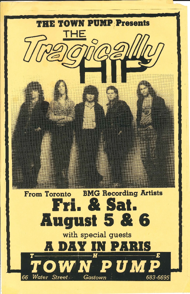 The Tragically Hip @ The Town Pump - Aug 05, 1988