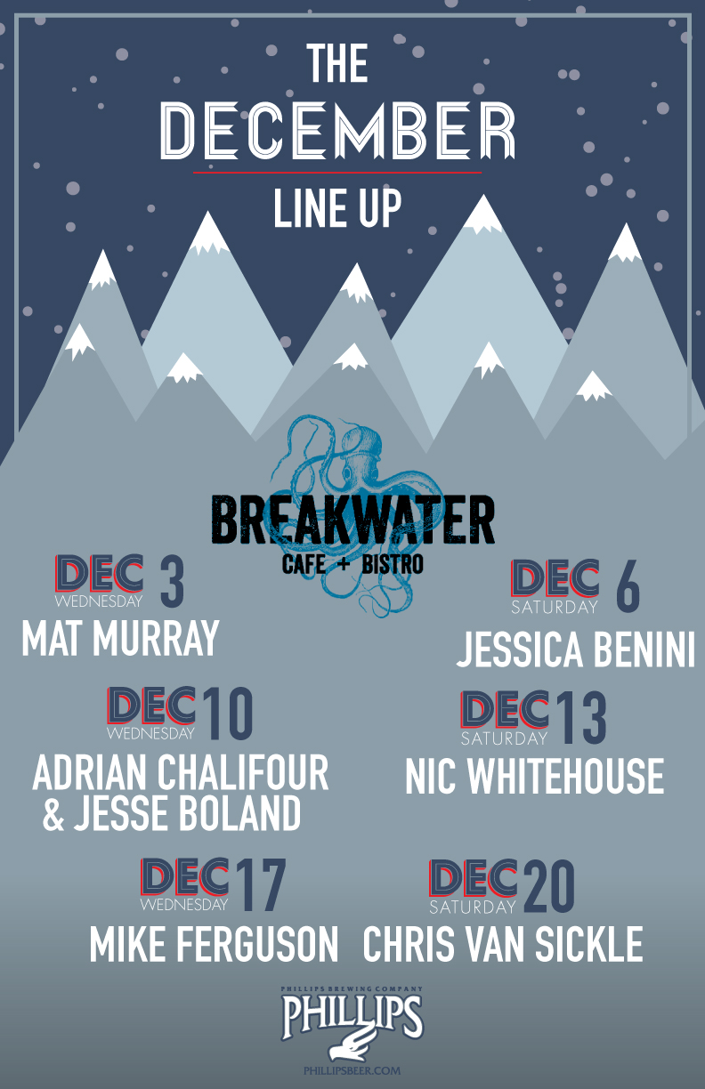 Nic Whitehouse @ Breakwater Cafe + Bistro Dec 13 2014 - May 5th @ Breakwater Cafe + Bistro