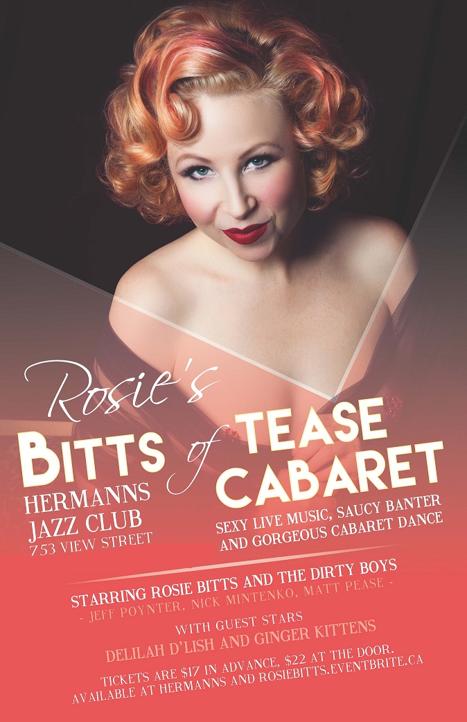 Tease Cabaret ft: Miss Rosie Bitts @ Hermann's Jazz Club Mar 23 2016 - May 9th @ Hermann's Jazz Club