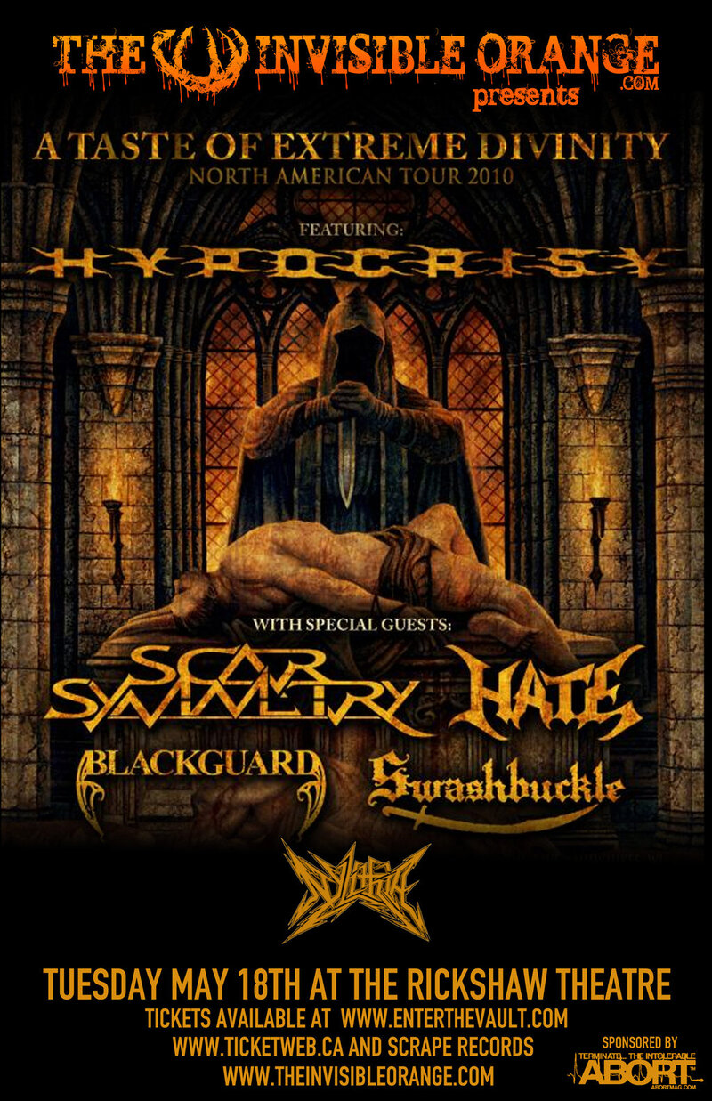 Hypocrisy, Scar Symmetry, Hate, Blackguard, Swashbuckle, Nylithia @ Rickshaw Theatre May 18 2010 - May 7th @ Rickshaw Theatre