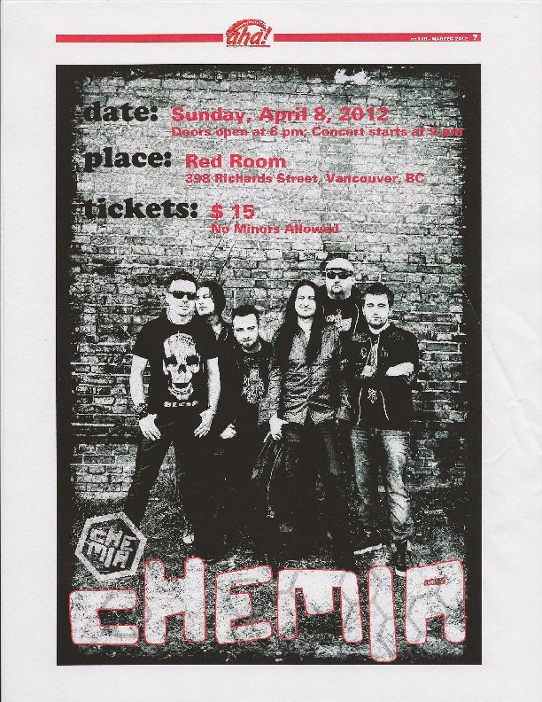 Chemia @ The Red Room Apr 8 2012 - Jun 13th @ The Red Room
