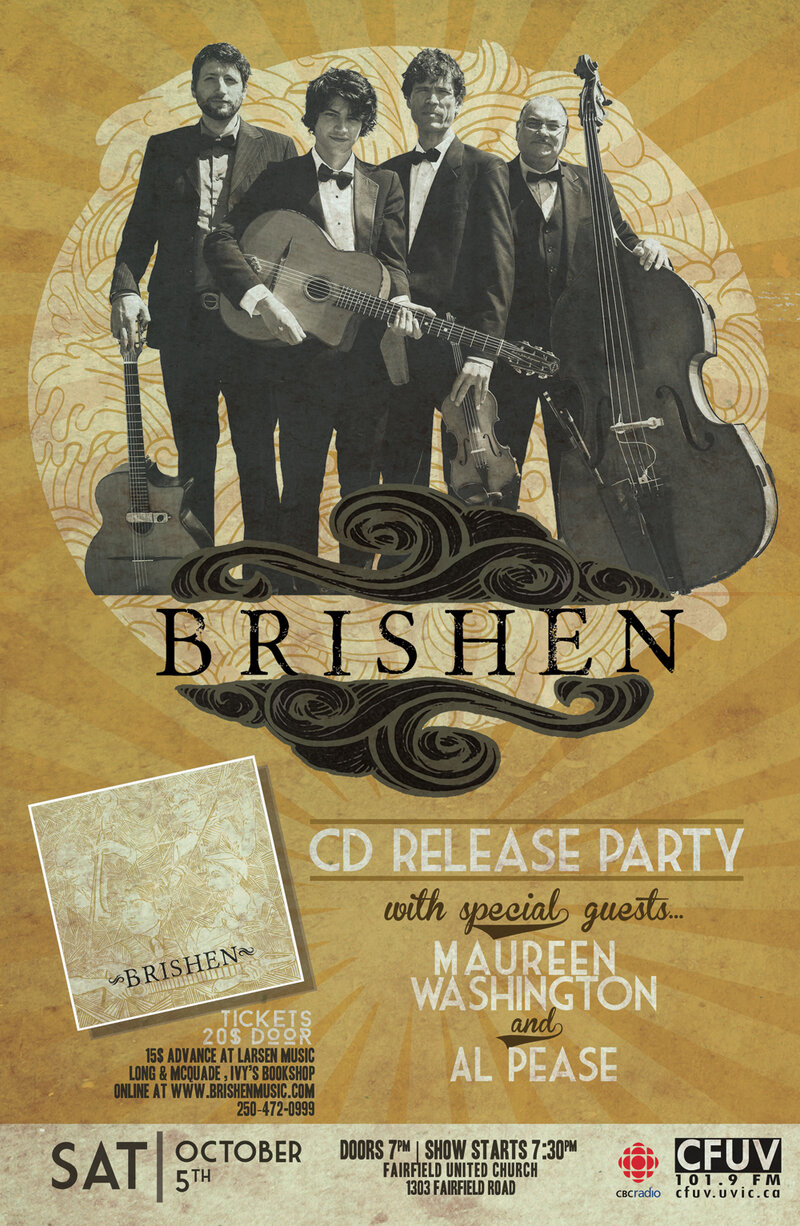 Brishen's CD Release Party!: Quinn Bachand's Brishen, Maureen Washington, Al Pease, Quinn Bachand, Richard Moody, Reuben Wier, Joey Smith @ Fairfield United Church Oct 5 2013 - May 7th @ Fairfield United Church