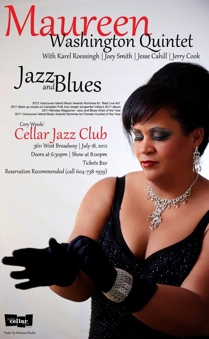 Maureen Washington, Karel Roessingh, Joey Smith, Jesse Cahill, Jerry Cook @ The Cellar Restaurant/Jazz Club Jul 18 2012 - May 7th @ The Cellar Restaurant/Jazz Club