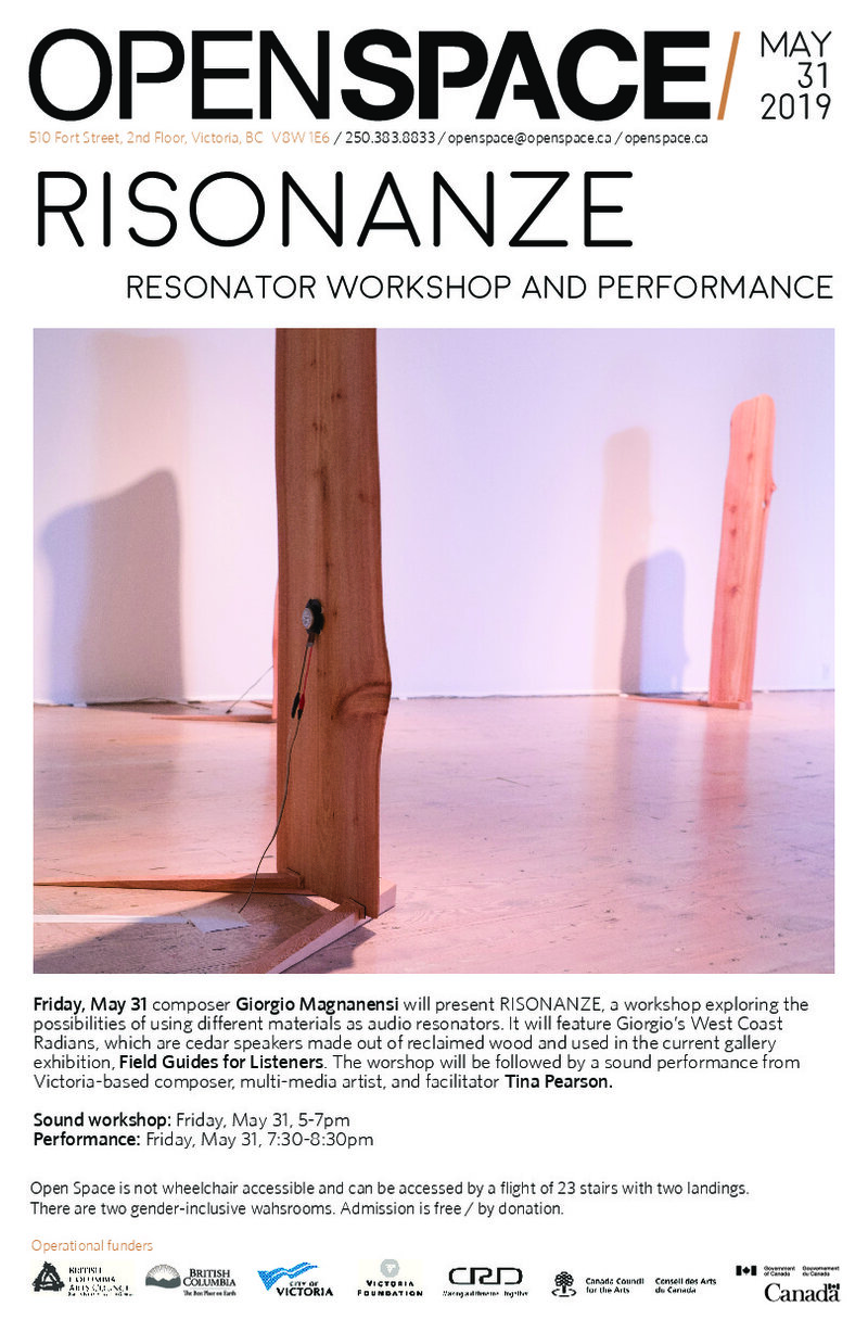 Risonanze Sound Workshop and Performance: Giorgio Magnanensi, Tina Pearson @ Open Space May 31 2019 - May 20th @ Open Space