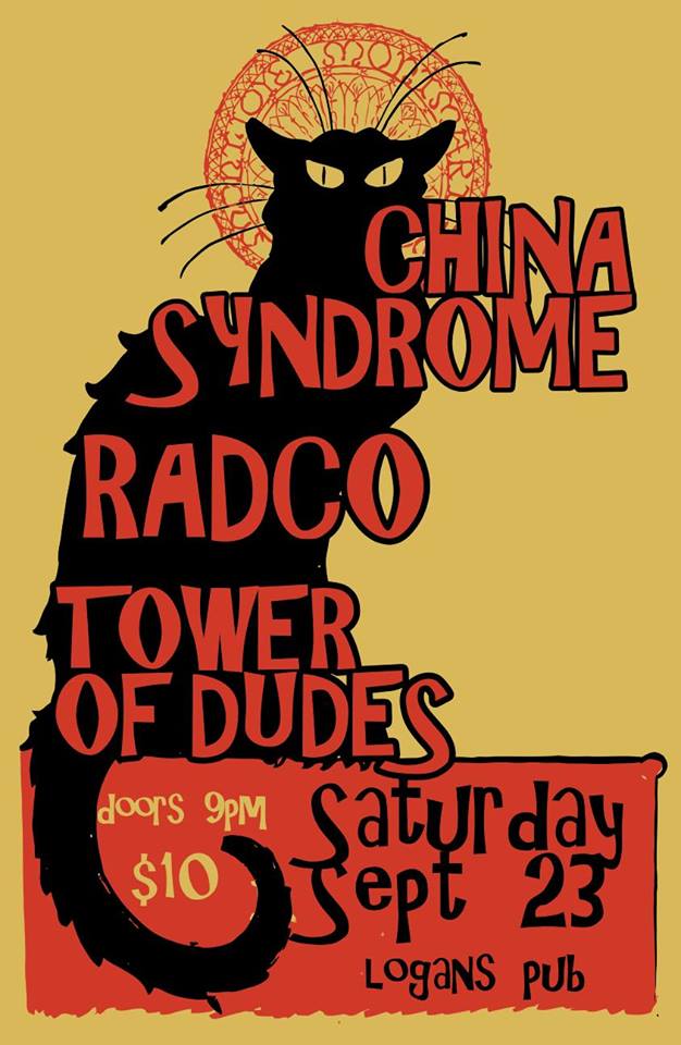 China Syndrome (Powerpop post-fun punk-pop from Vancouver): China Syndrome, The Tower of Dudes, RADCO @ Logan's Pub Sep 23 2017 - May 10th @ Logan's Pub