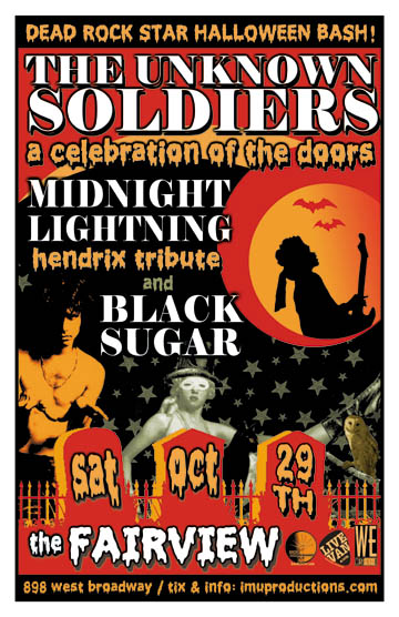 DEAD ROCK STAR HALLOWEEN BASH!: The Unknown Soldiers, Midnight Lightning, Black Sugar @ Fairview Pub Oct 29 2011 - May 8th @ Fairview Pub
