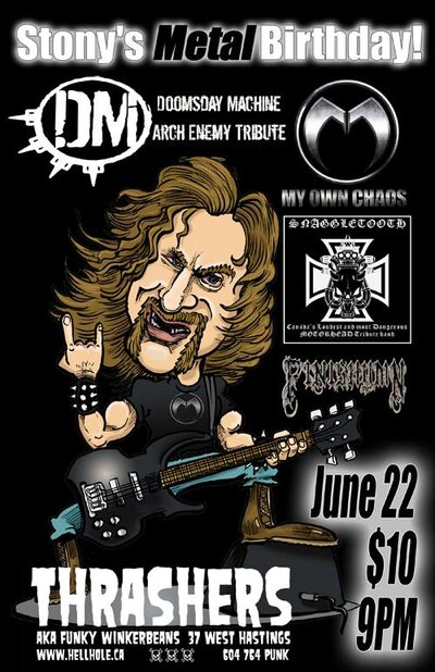 STONYS BARFDAY BASH~: Doomsday Machine, Snaggletooth, FINISHYMN, My Own Chaos @ Funky Winker Beans Jun 22 2013 - May 8th @ Funky Winker Beans