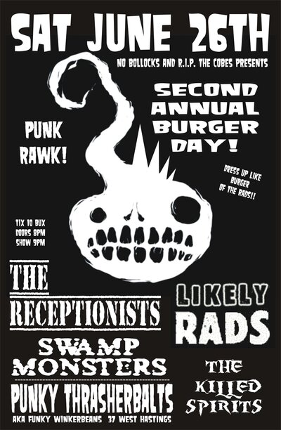 PUNK RAWK!!: The Likely Rads, The Receptionists, SWAMP MONSTERS, The Killed Spirits @ Funky Winker Beans Jun 26 2010 - May 12th @ Funky Winker Beans