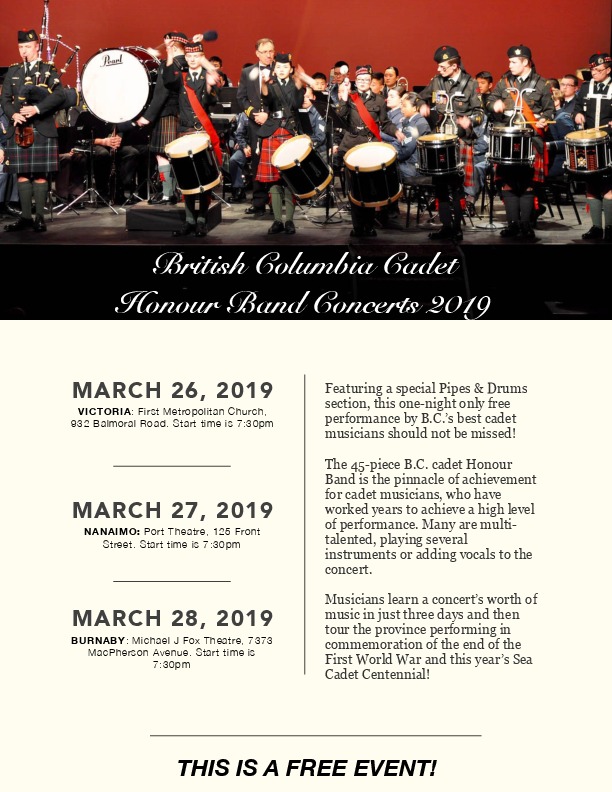 British Columbia Cadet Honour Band Concert 2019 @ United Commons (First Metropolitan United Church) - Mar 26, 2019
