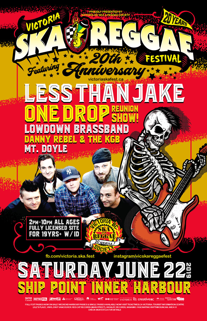 Less Than Jake, One Drop, LowDown Brass Band, Danny Rebel & The KGB, Mt. Doyle @ Victoria Ska & Reggae Fest 20!: Less than Jake, One Drop, LowDown Brass Band, Danny Rebel & the KGB, Mt. Doyle @ Ship Point (Inner Harbour) Jun 22 2019 - May 6th @ Ship Point (Inner Harbour)