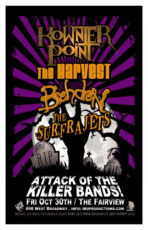 ATTACK OF THE KILLER BANDS!: Brehdren, Kownterpoint, The Harvest, The Surfrajets @ Fairview Pub Oct 30 2015 - May 8th @ Fairview Pub