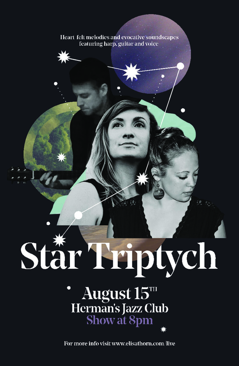 Star Triptych  (ft), Elisa Thorn, Laura Swankey, David Riddel @ Hermann's Jazz Club Aug 15 2016 - May 11th @ Hermann's Jazz Club