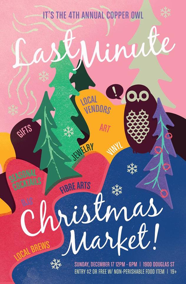The 4th Annual Copper Owl Last Minute Christmas Market & Party!: various vendors, Audio Osmosis @ Copper Owl Dec 17 2017 - Jun 4th @ Copper Owl