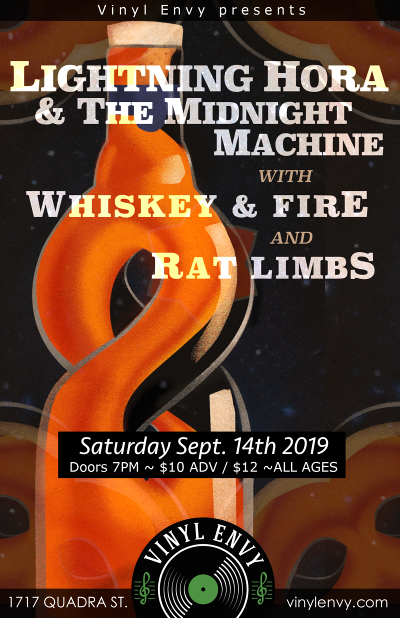 Lightning Hora and the Midnight Machine, Whiskey and Fire, Rat Limbs  (Victoria, BC) @ Vinyl Envy Sep 14 2019 - May 7th @ Vinyl Envy