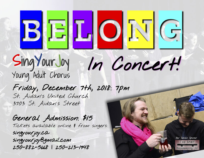 BELONG: SingYourJoy in Concert!: SingYourJoy Young Adult Chorus @ Broad View United Dec 7 2018 - May 6th @ Broad View United