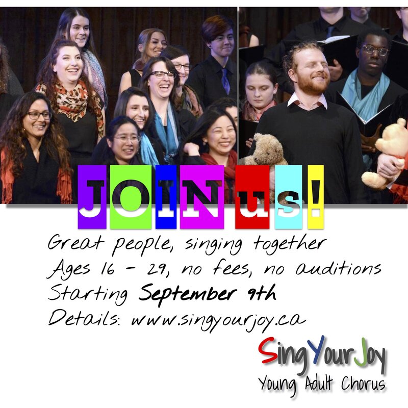 SingYourJoy September StartUP: SingYourJoy Young Adult Chorus @ Oak Bay United Church Sep 9 2019 - May 7th @ Oak Bay United Church