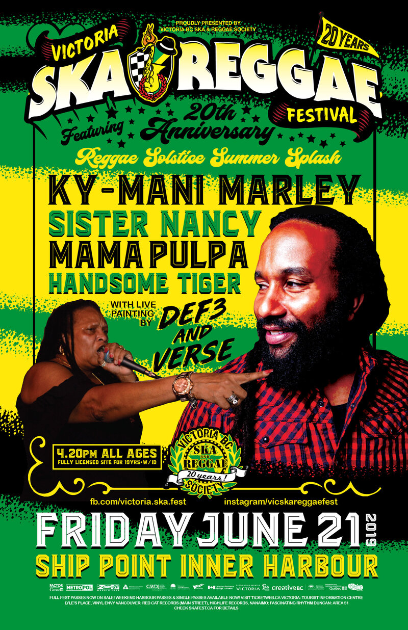 REGGAE SUMMER SOLSTICE SPLASH!: KY-MANI MARLEY, Sister Nancy, Mama Pulpa,  @ Ship Point (Inner Harbour) Jun 21 2019 - May 8th @ Ship Point (Inner Harbour)