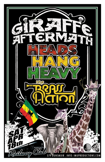 3 of Van City's best reggae & ska bands!: Giraffe Aftermath, Heads Hang Heavy, The Brass Action @ Railway Club Apr 18 2015 - May 9th @ Railway Club