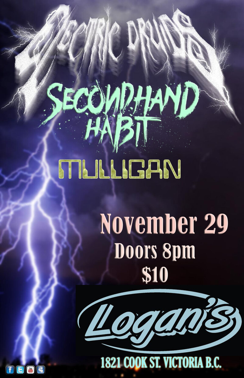 Bludgeonfest: Electric Druids, Secondhand Habit, Mulligan @ Logan's Pub Dec 31 1969 - May 7th @ Logan's Pub