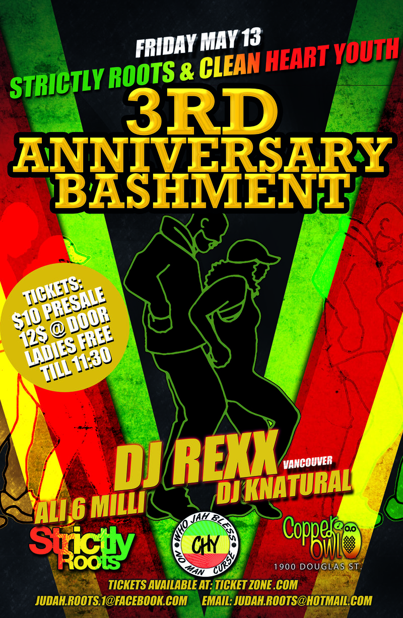 3rd Anniversary Bashment: DJ Rexx, Ali 6 Milli, Dj KNatural @ Copper Owl May 13 2016 - Jun 4th @ Copper Owl