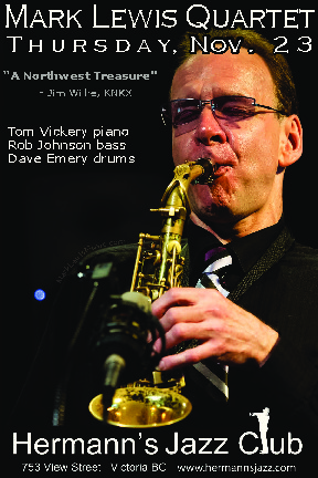 Mark Lewis Quartet: Tom Vickery, Rob Johnson, David Emery @ Hermann's Jazz Club Nov 23 2017 - Jun 4th @ Hermann's Jazz Club
