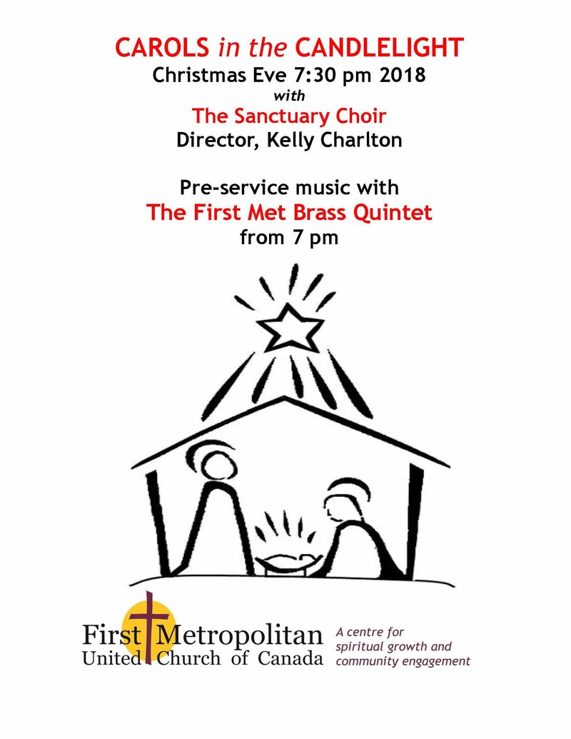 Carols in the Candlelight: First-Met Choir, Kelly Charlton (conductor), First-Met Brass @ United Commons (First Metropolitan United Church) Dec 24 2018 - Jun 4th @ United Commons (First Metropolitan United Church)