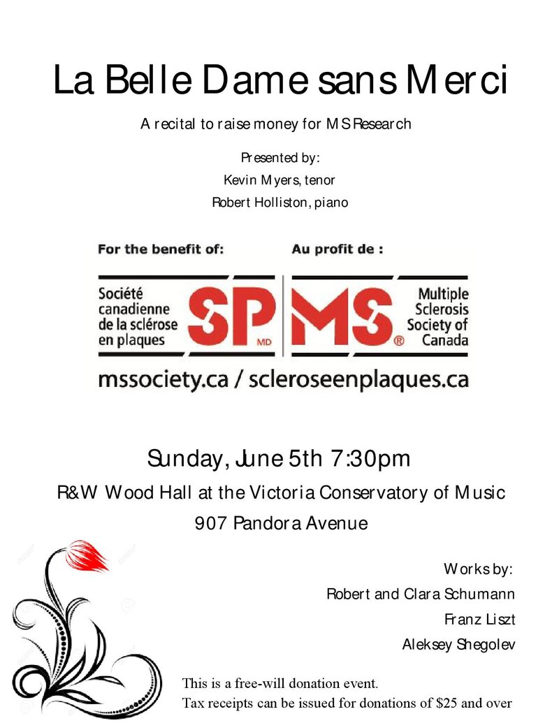 La Belle Dame Sans Merci: Kevin Myers  (tenor), Robert Holliston @ Robin and Winifred Wood Recital Hall - Victoria Conservatory of  Jun 5 2016 - May 6th @ Robin and Winifred Wood Recital Hall - Victoria Conservatory of 