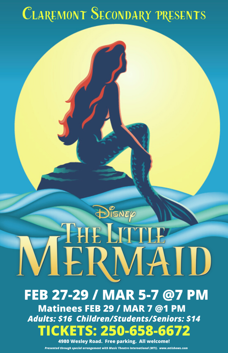 Disney's The Little Mermaid @ The Ridge Playhouse (Claremont Secondary) Mar 6 2020 - May 17th @ The Ridge Playhouse (Claremont Secondary)