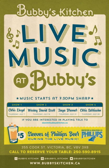 Bubby's Kitchen Live Music Every Thursday: Bonehoof @ Bubby's Kitchen Jul 7 2016 - May 6th @ Bubby's Kitchen