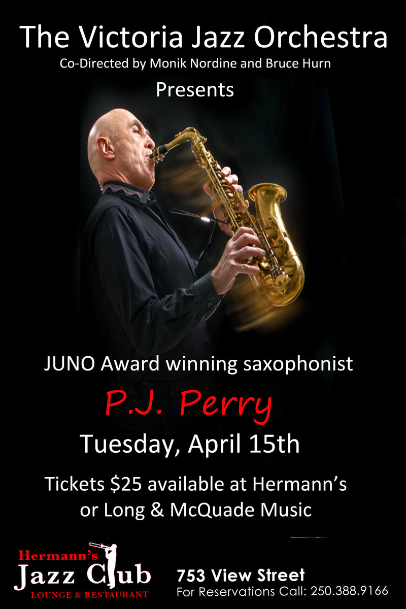 The Victoria Jazz Orchestra with special guest PJ Perry: The Victoria Jazz Orchestra, PJ Perry @ Hermann's Jazz Club Apr 15 2014 - May 16th @ Hermann's Jazz Club