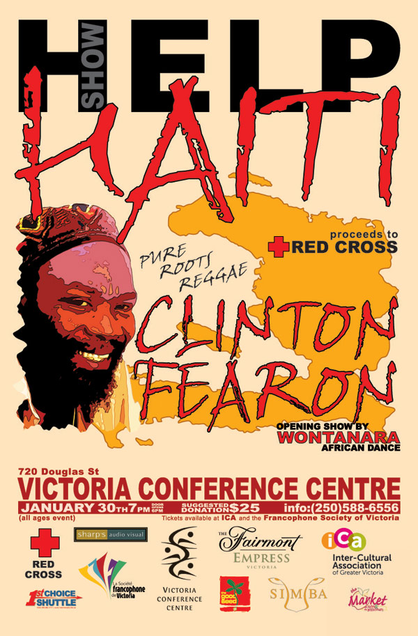 HELP HAITI CONCERT FUNDRAISER - Proceeds to Red Cross: Clinton Fearon @ Victoria Conference Centre Jan 30 2010 - May 10th @ Victoria Conference Centre