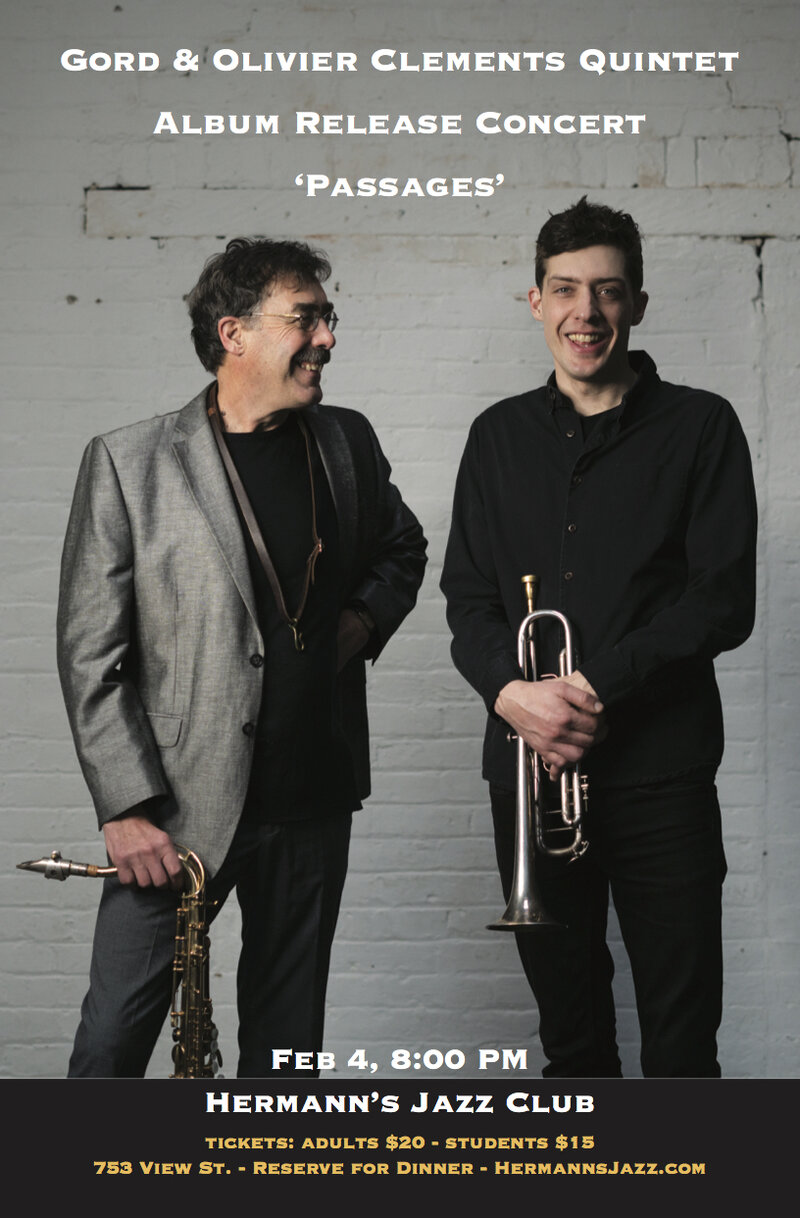 Passages - Album Release Concert: Gord & Olivier Clements Quintet @ Hermann's Jazz Club - Feb 04, 2020
