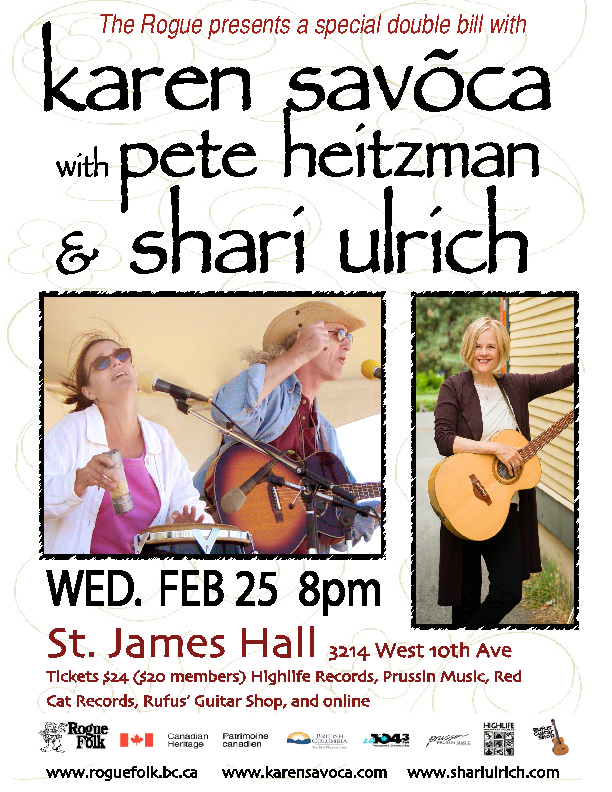 Karen Savoca & Pete Heitzman, Shari Ulrich @ St. James Community Hall Feb 25 2015 - May 5th @ St. James Community Hall