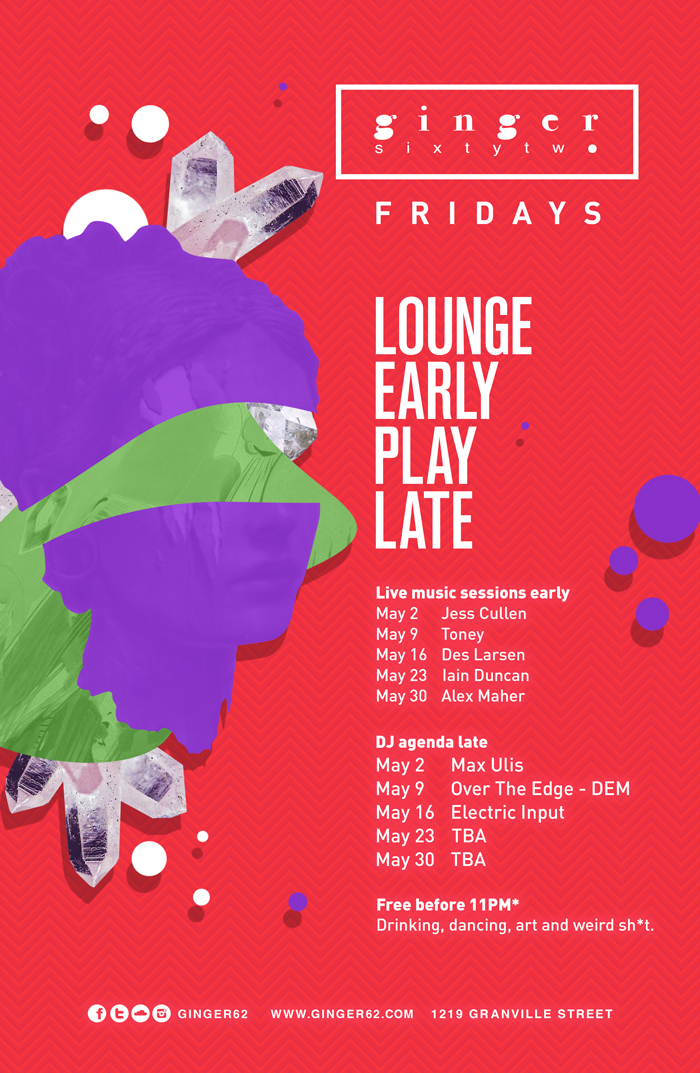loungeEARLY // FREE LIVE MUSIC: Tonye Aganaba, Des Larsen, Iain Duncan, Alex Maher @ Ginger 62 May 9 2014 - May 8th @ Ginger 62