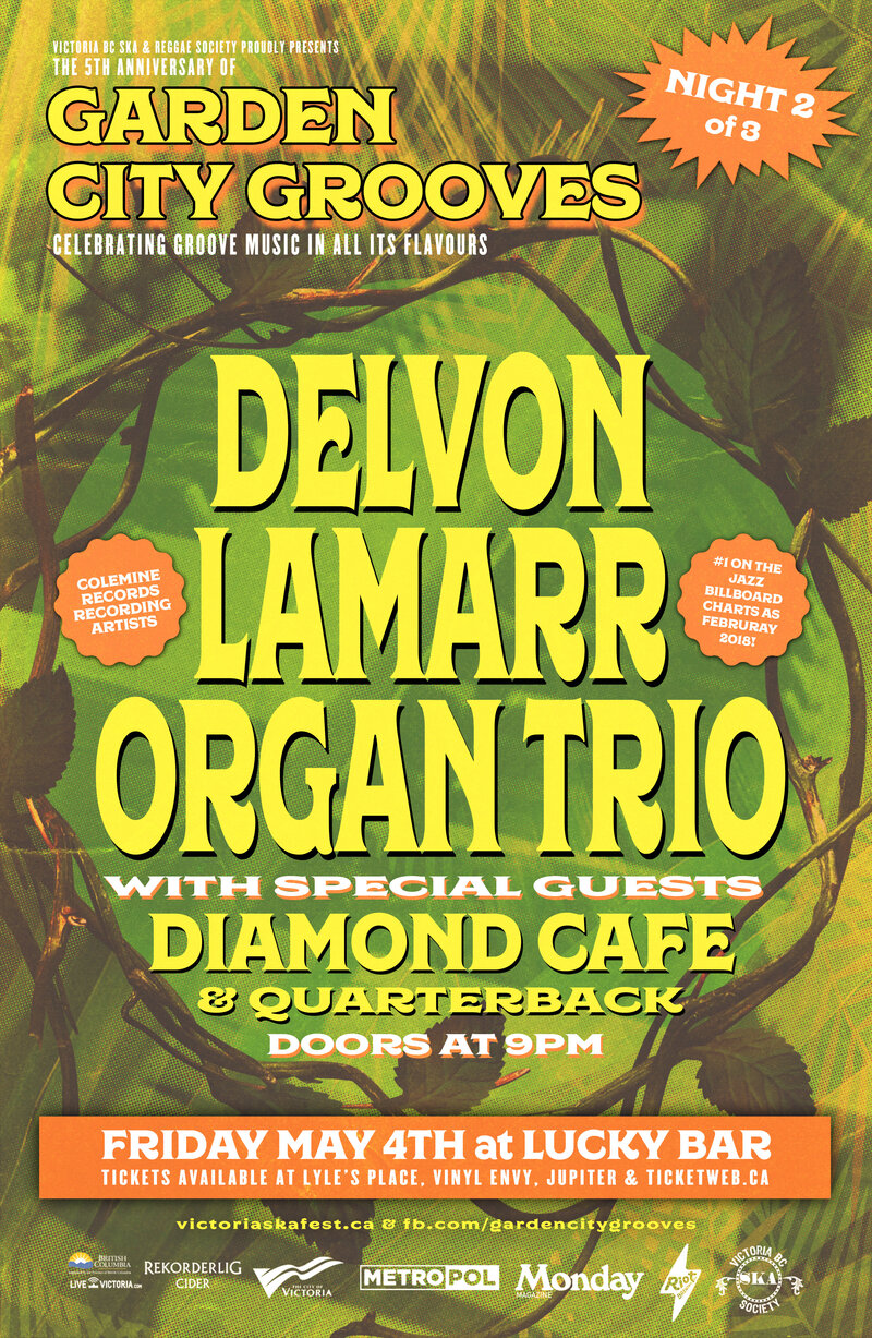 Garden City Grooves Night Two with DELVON LAMARR ORGAN TRIO, Diamond Cafe & Quarterback: Delvon Lamarr Organ Trio, Diamond Cafe, Quarterback @ Lucky Bar May 4 2018 - May 13th @ Lucky Bar