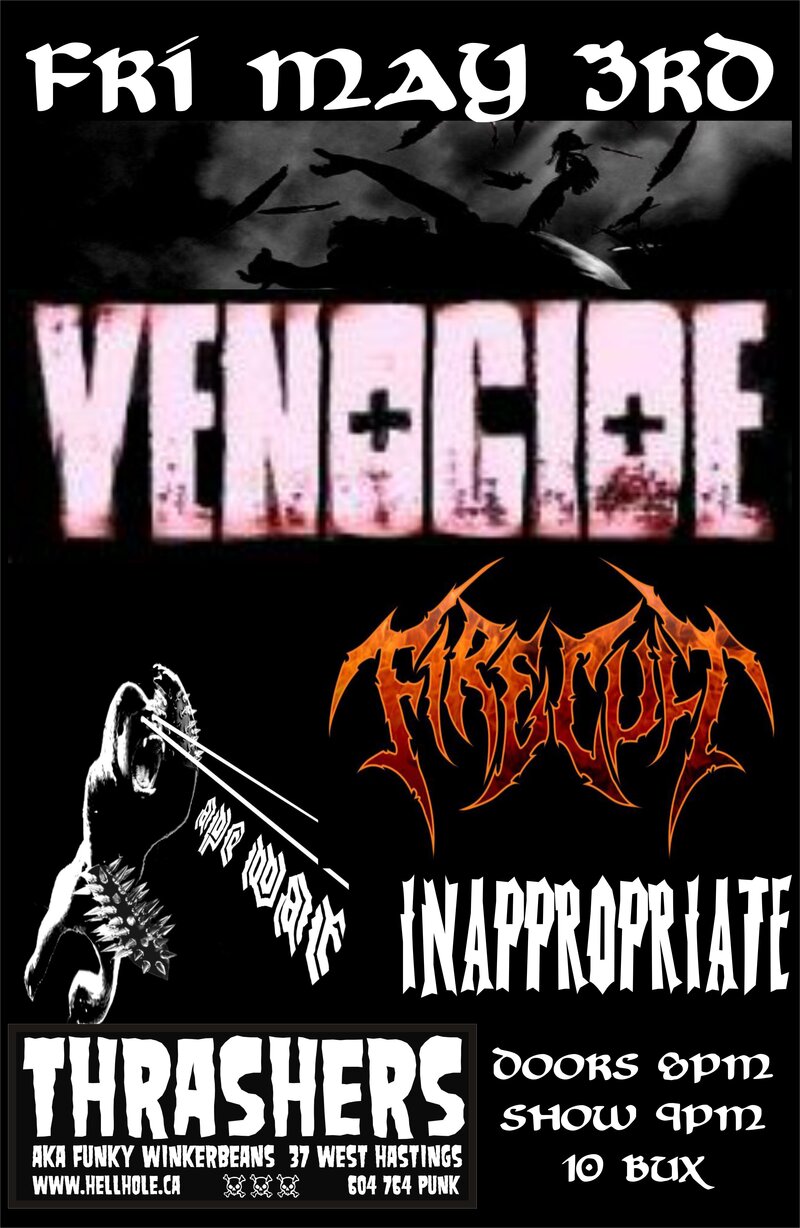 Venocide, Ape War, Firecult, WHAT THE DEVIL? @ Funky Winker Beans May 3 2013 - May 5th @ Funky Winker Beans