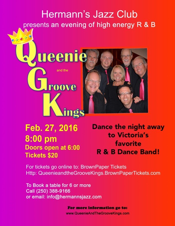 Queenie and the Groove Kings @ Hermann's Jazz Club Feb 27 2016 - May 13th @ Hermann's Jazz Club
