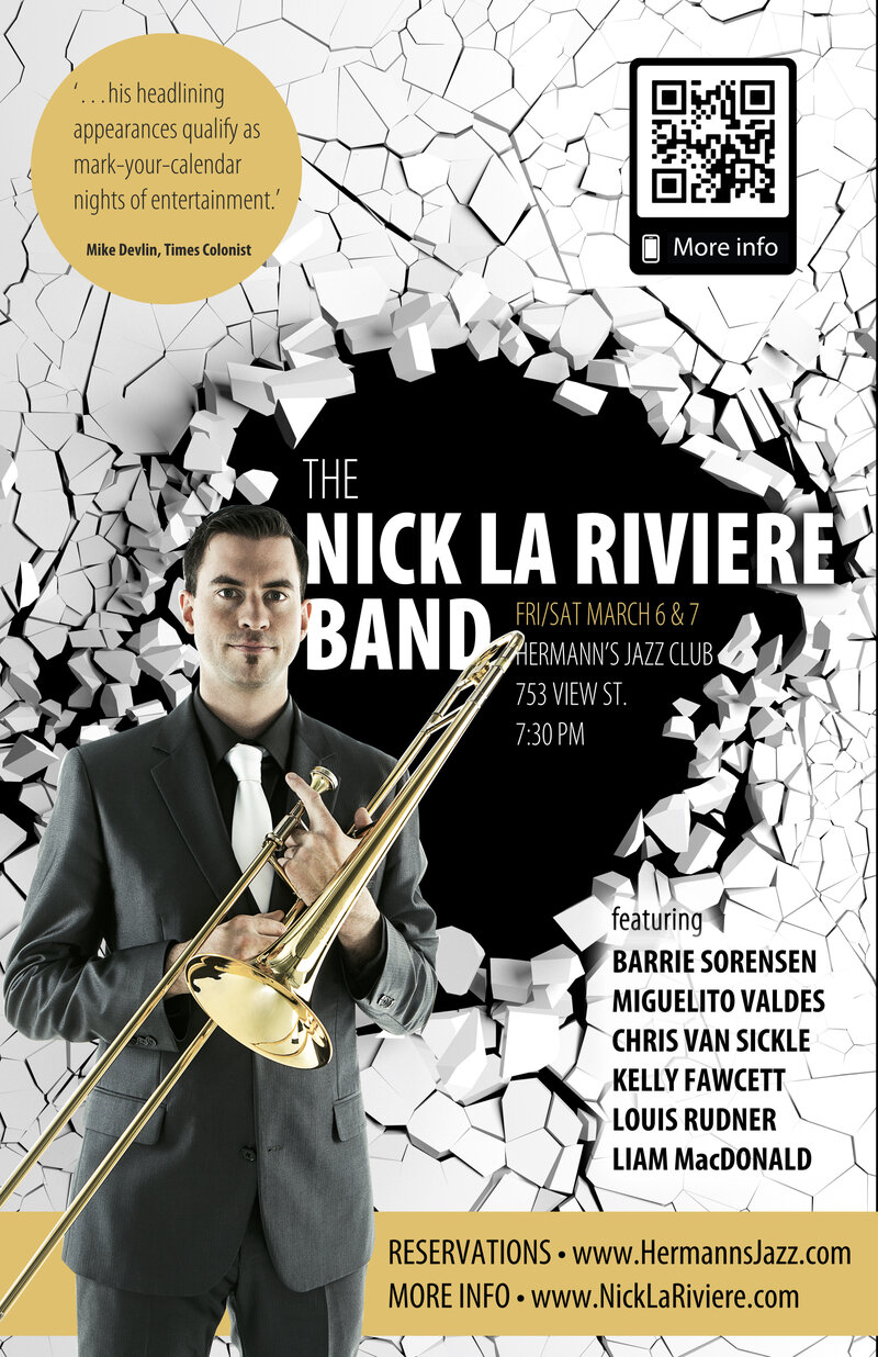 Nick La Riviere Band @ Hermann's Jazz Club Mar 7 2020 - May 9th @ Hermann's Jazz Club