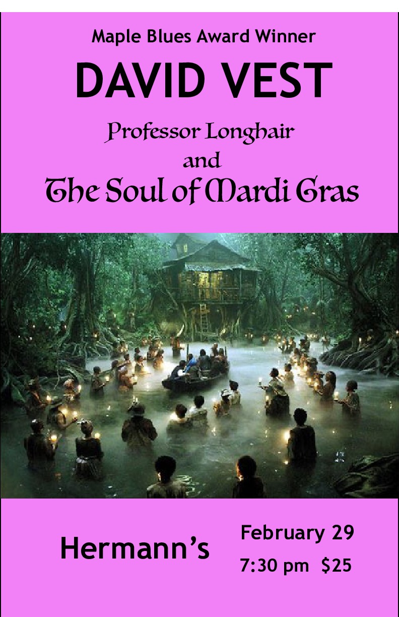 David Vest: The Soul of Mardi Gras - May 15th @ Hermann's Jazz Club